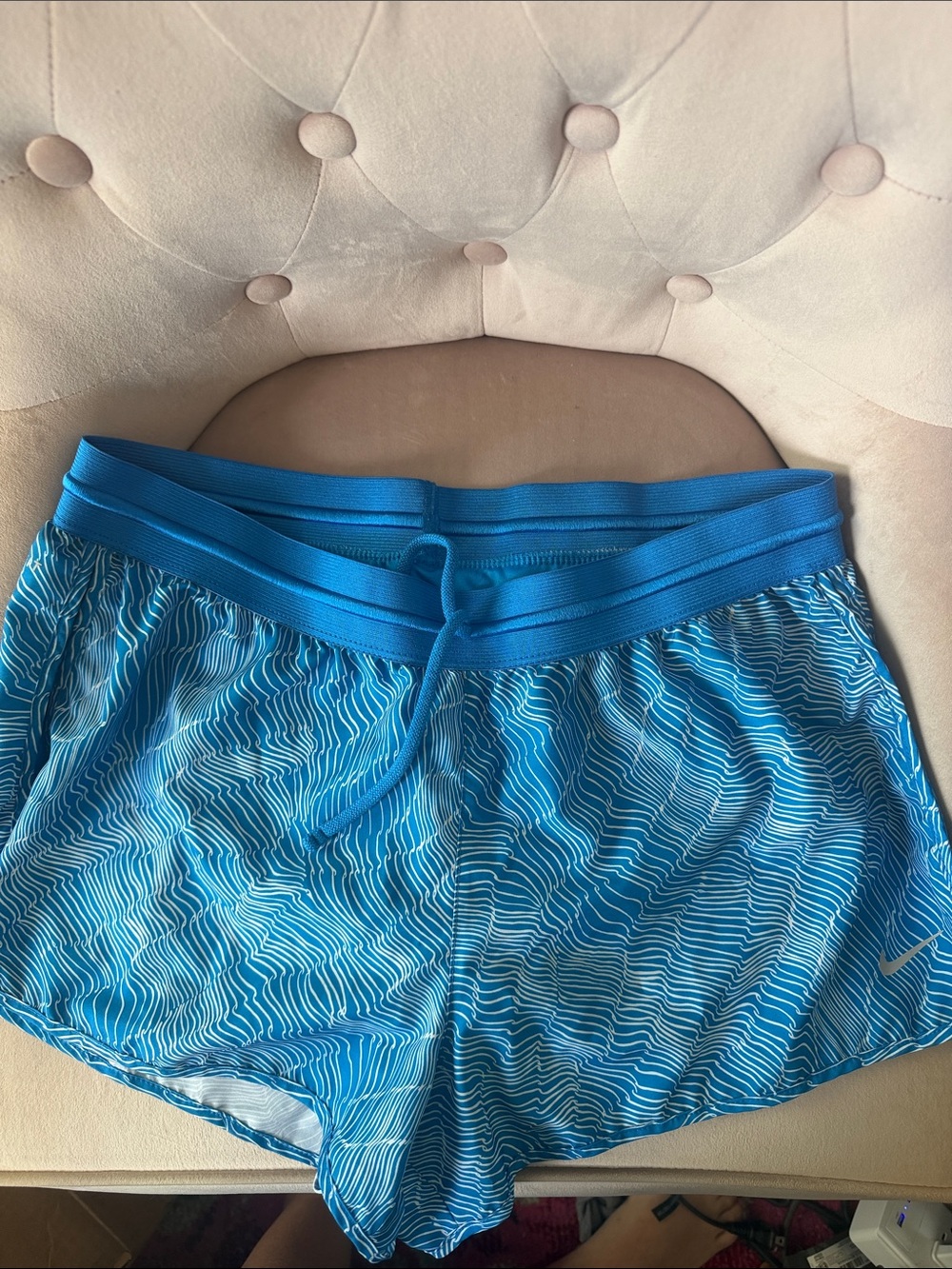 Nike Women's Electric Blue Wavy-Print Running Shorts